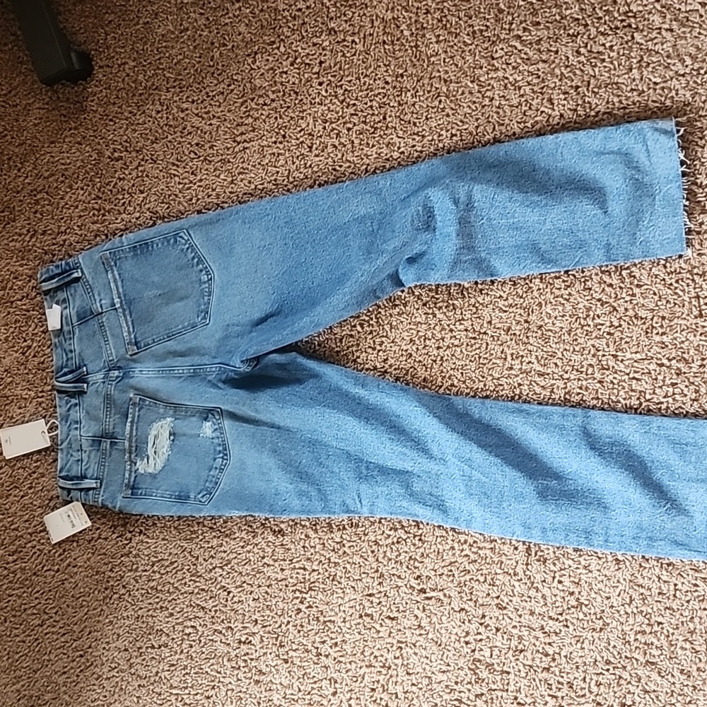 Good American Good Icon Festival Rips Straight Crop NWT Denim Jeans 2 26 - Picture 15 of 16